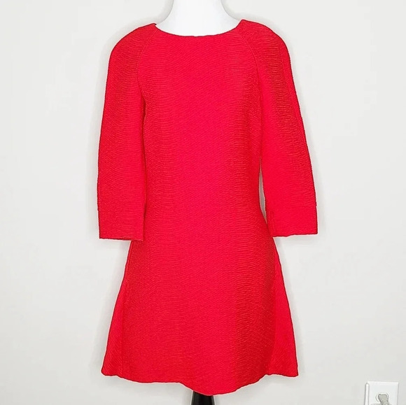 NWT Maje Rinis Red Textured Tie Back Dress - Picture 2 of 9